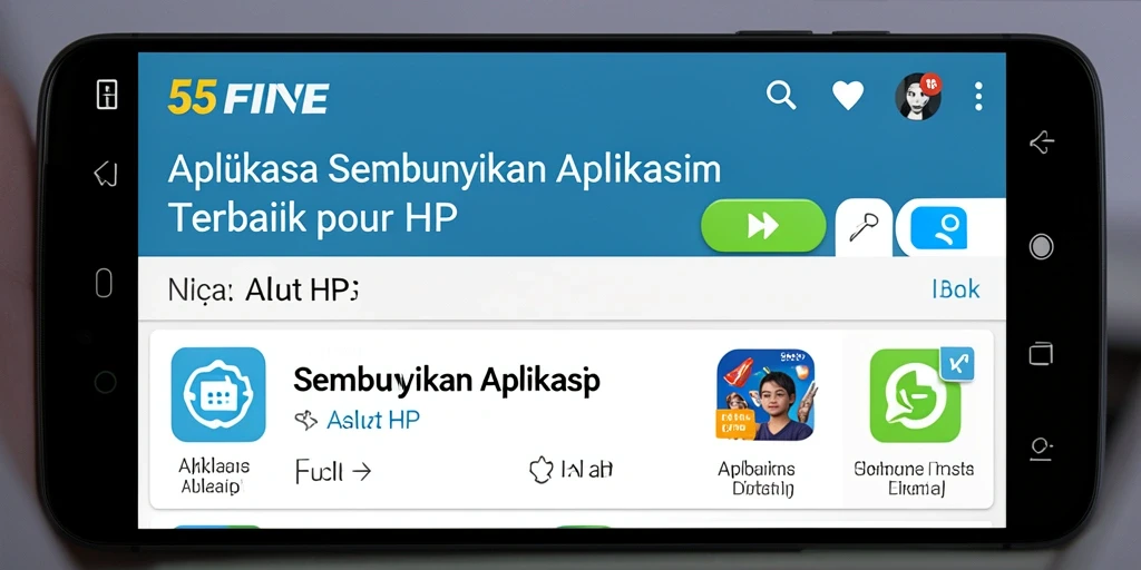 Screenshot utama 55FIVE menampilkan fungsi menyembunyikan aplikasi dengan mudah.