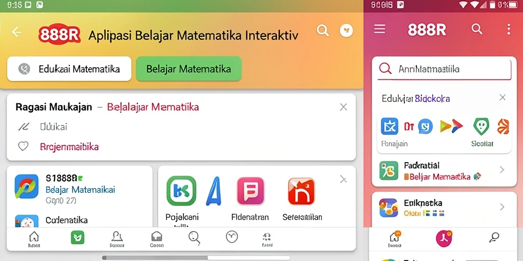 Tampilan aplikasi 888R yang menarik untuk belajar Matematika.
