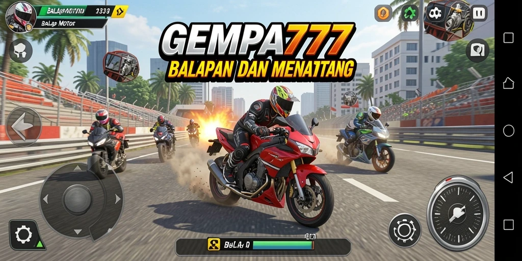 Tampilan antarmuka balapan motor yang menakjubkan dan interaktif.