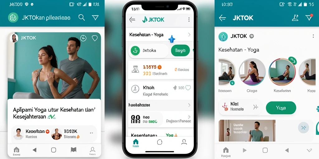 Tampilan antarmuka JKTOK dengan berbagai fitur latihan Yoga.