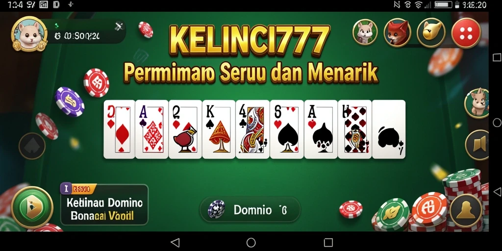 Tampilan antarmuka permainan Domino KELINCI777 yang menarik dan interaktif.