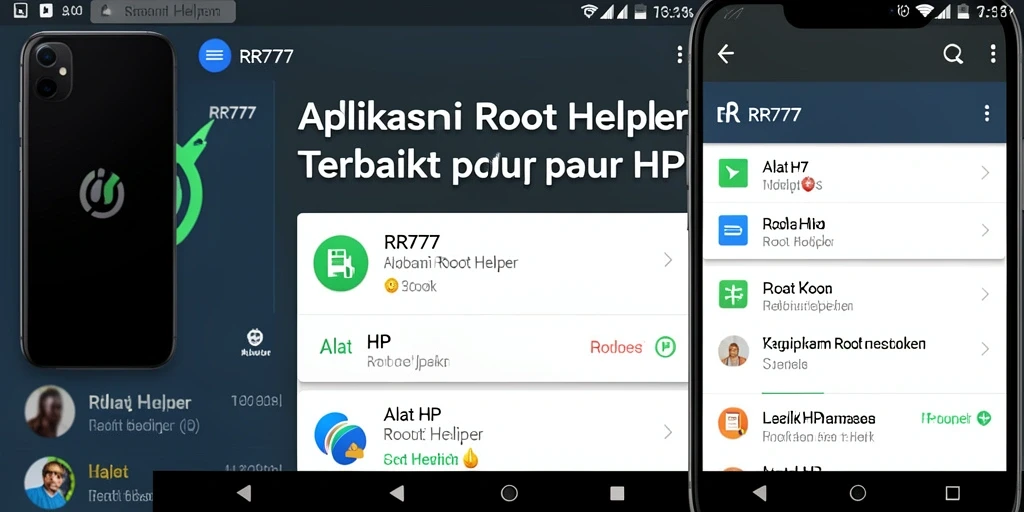 Tampilan antarmuka aplikasi Root Helper RR777 yang menarik dan fungsional.