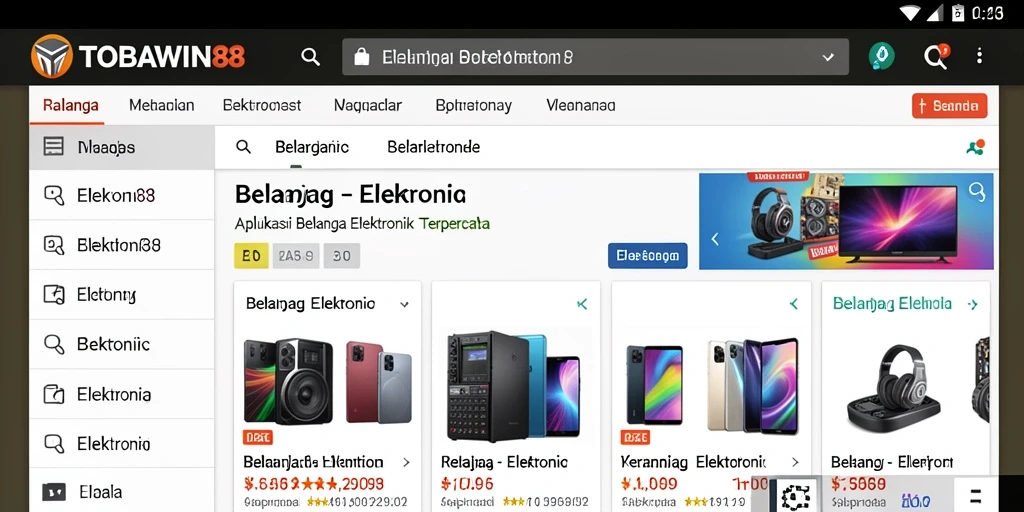 Tampilan antarmuka aplikasi TOBAWIN88 yang modern dan fungsional.
