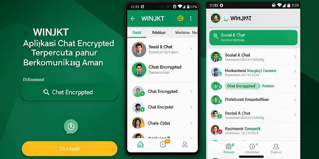 Antarmuka aplikasi WINJKT yang sederhana dan fungsional untuk chatting aman.